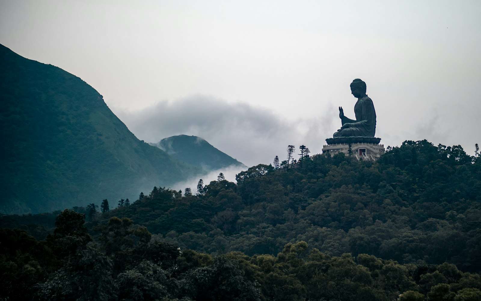 The Tian Tan Buddha above the mist, Lantau
